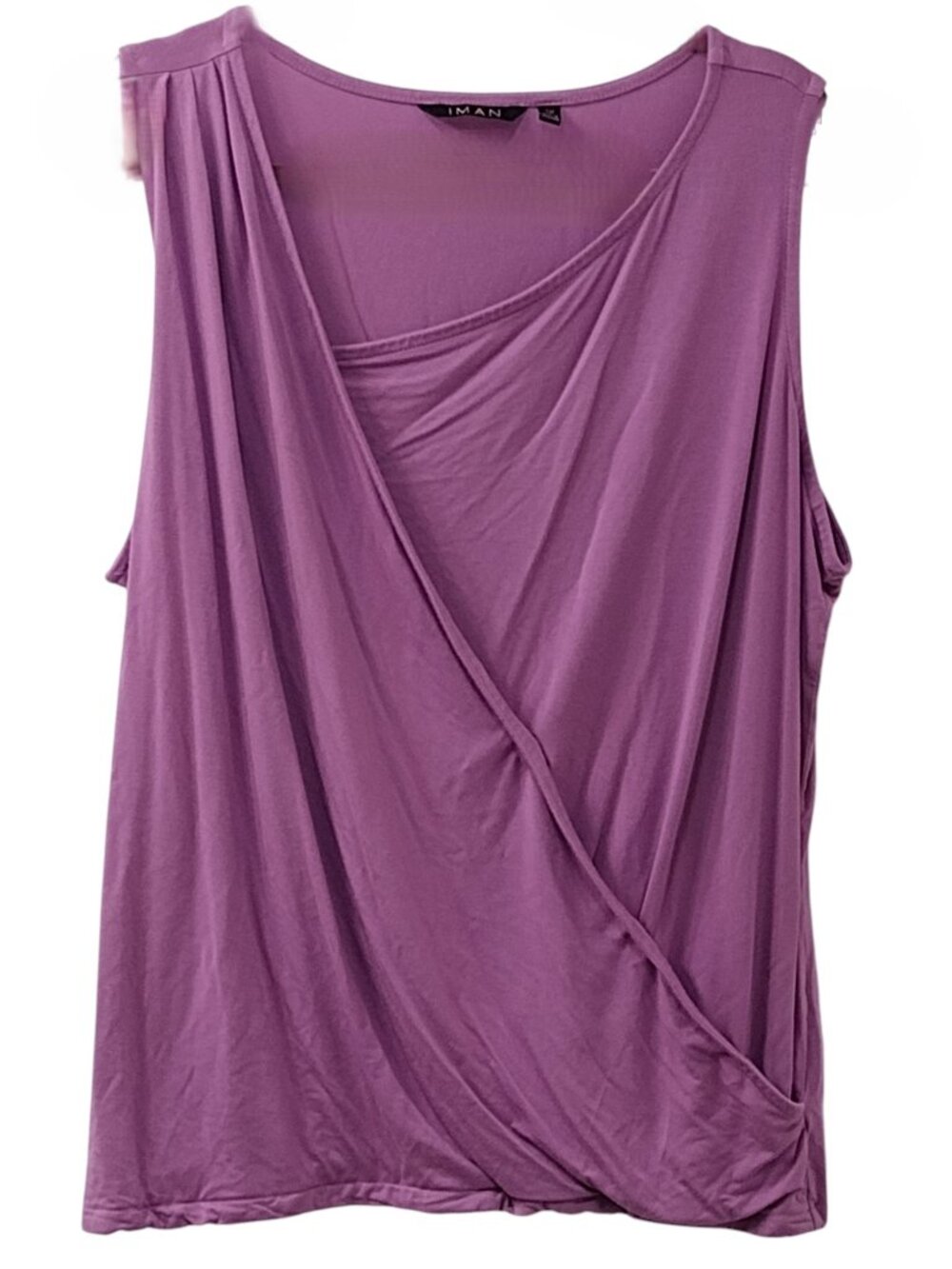 Iman Sleeveless Wrap Tank Top, Size 1X, Mauve/Purple